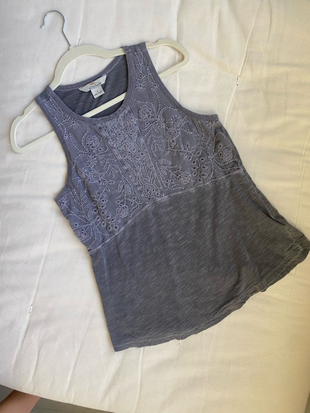Gray Embroidered Tank Top cotton